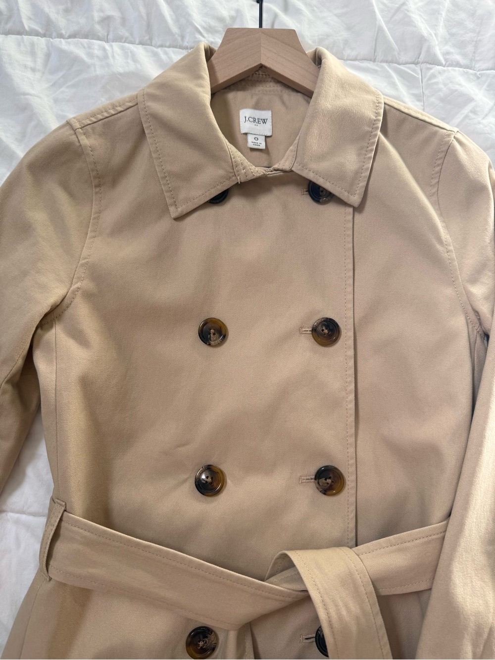 XS J. Crew Double-Breasted Trench Coat in Beige - Picture 12 of 16